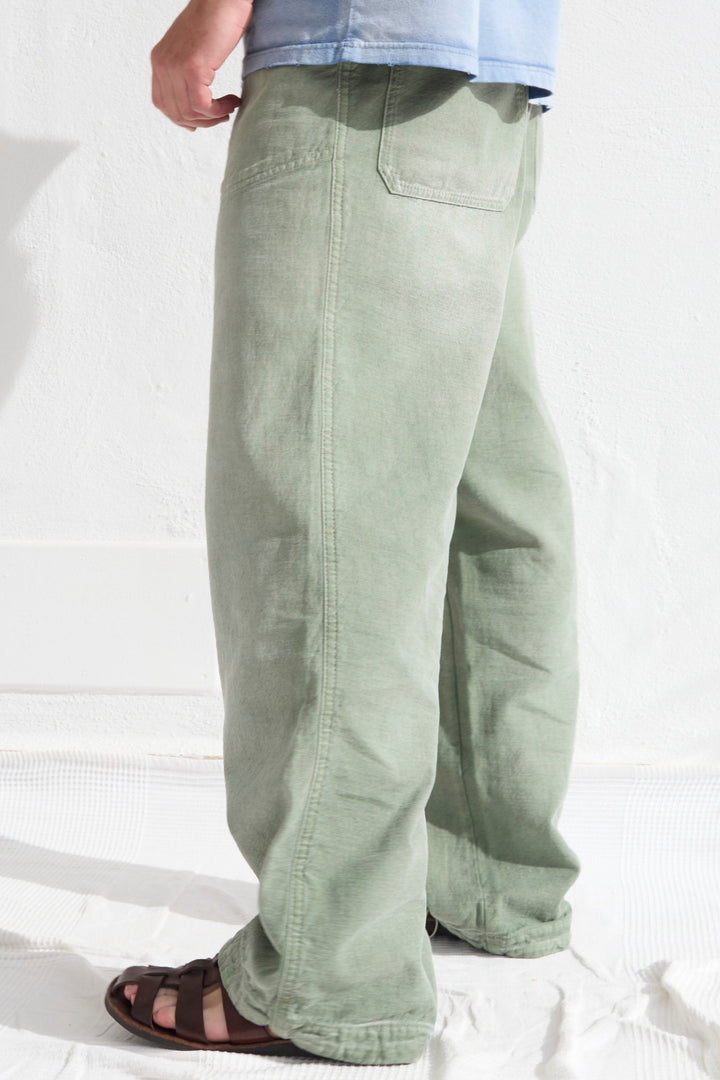 P85 HBT 9oz Linen/Organic Cotton Sun Faded Dye Army Green
