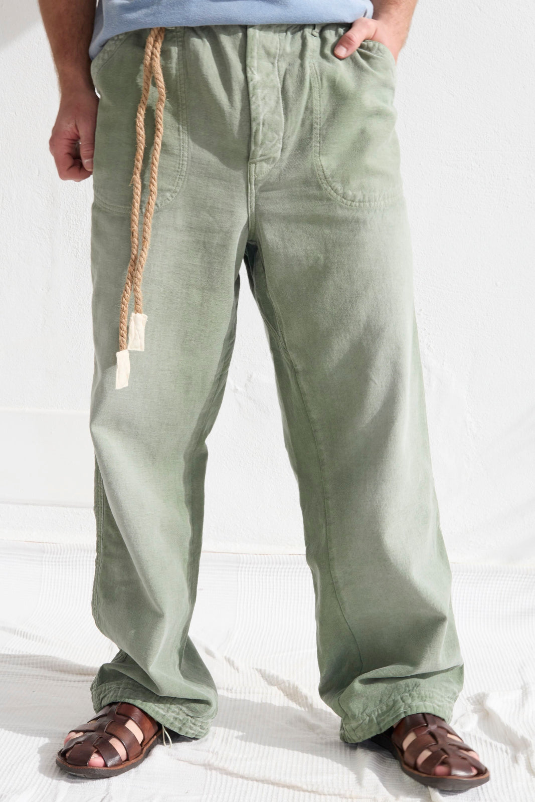 P85 HBT 9oz Linen/Organic Cotton Sun Faded Dye Army Green