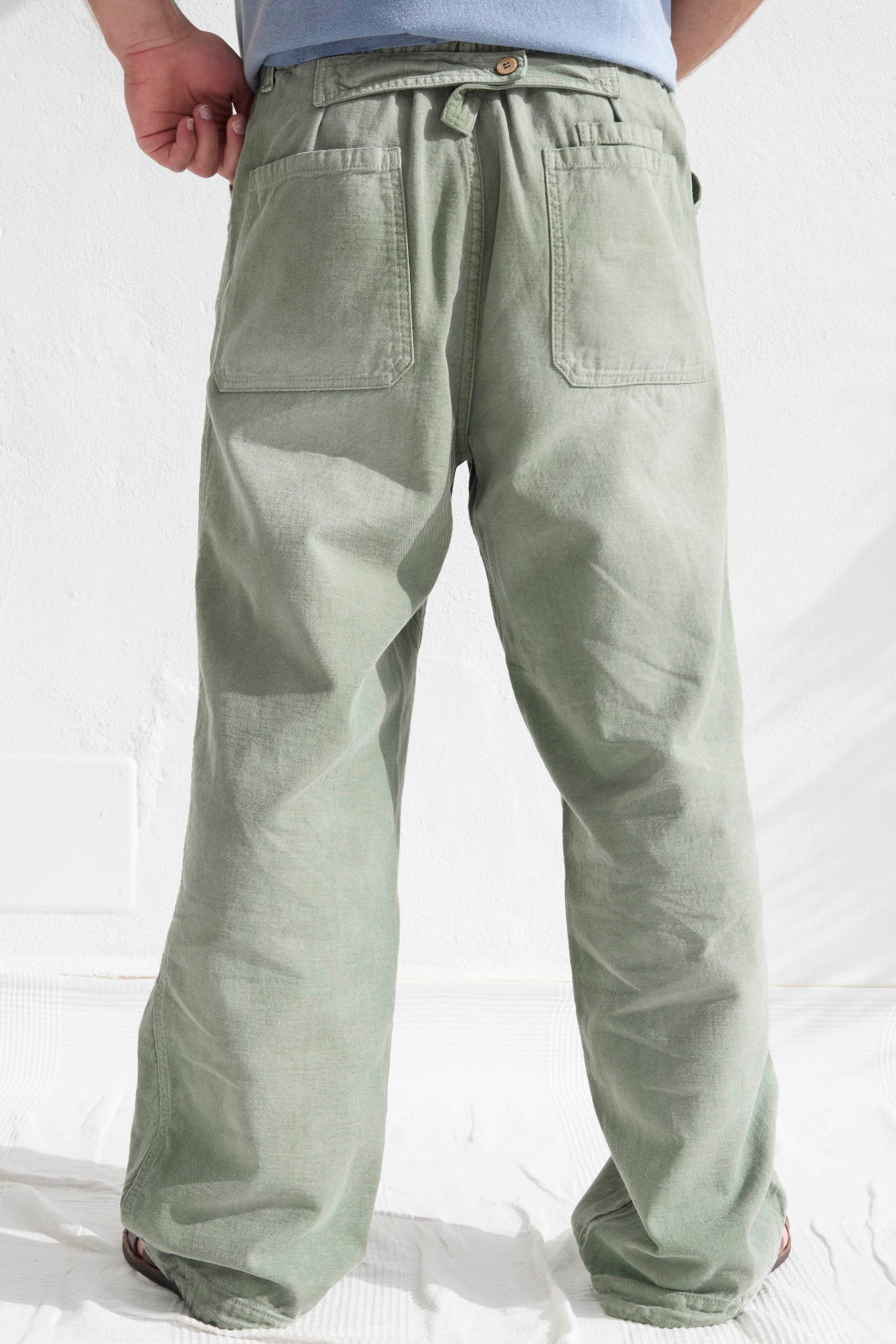 P85 HBT 9oz Linen/Organic Cotton Sun Faded Dye Army Green