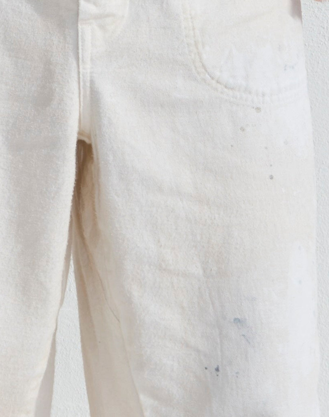 P85 HBT 9oz Linen/Organic Cotton Sun Faded Dye Off White + Paint Splatter
