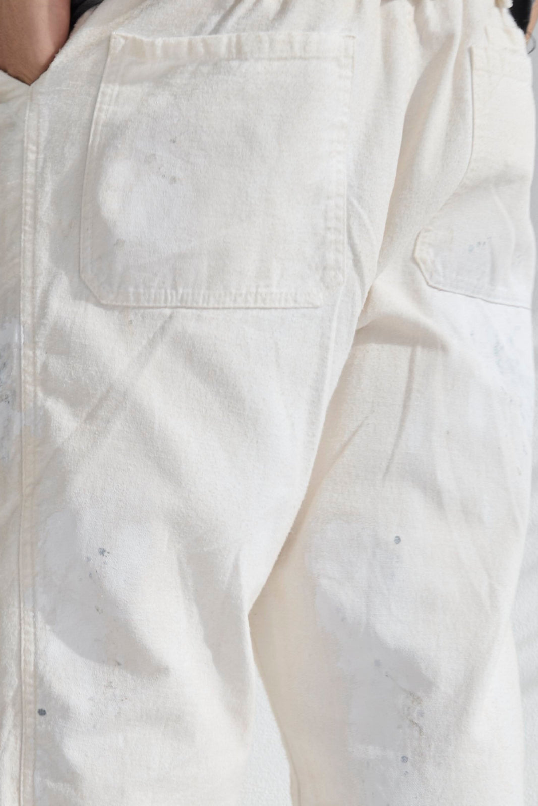 P85 HBT 9oz Linen/Organic Cotton Sun Faded Dye Off White + Paint Splatter