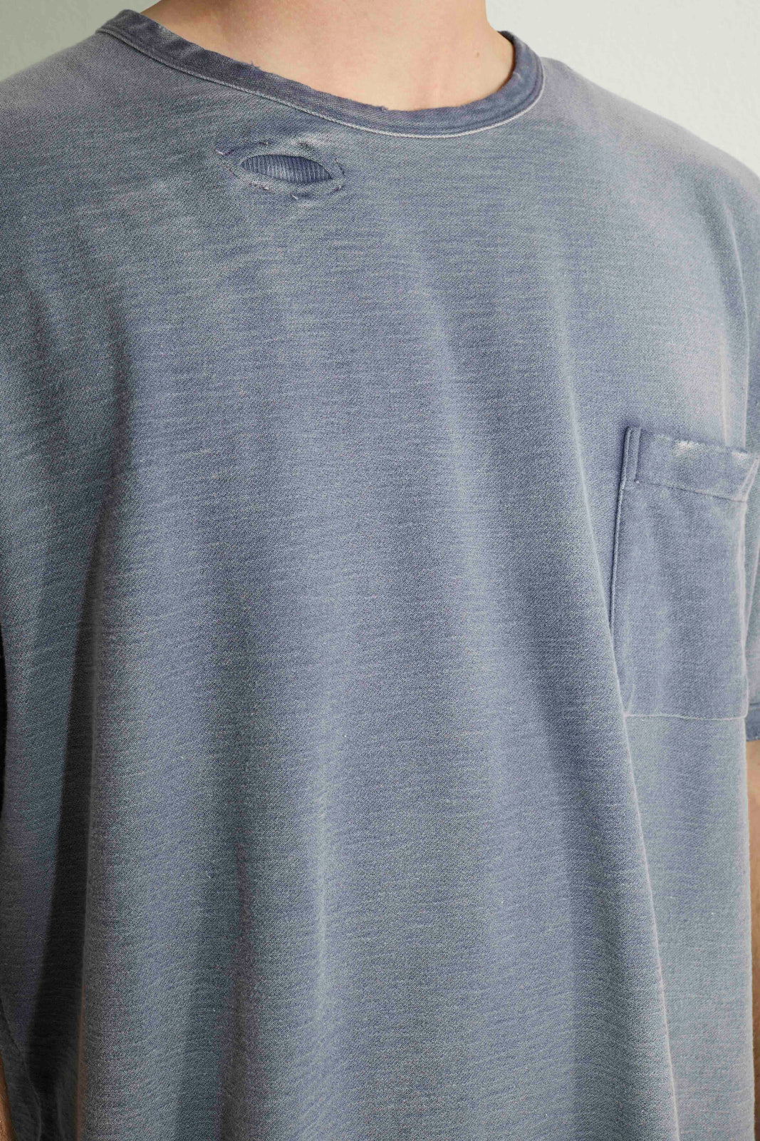 Model T. Repair Pocket Jersey 100% Cotton Sun Faded Dye Navy