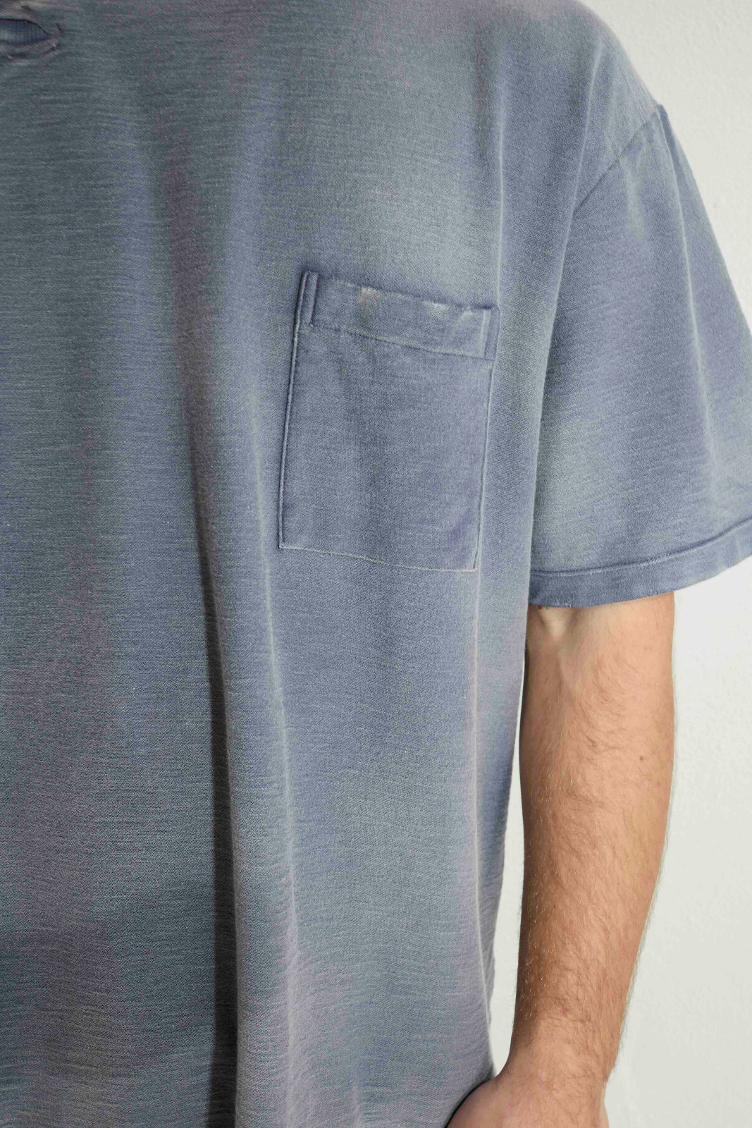 Model T. Repair Pocket Jersey 100% Cotton Sun Faded Dye Navy