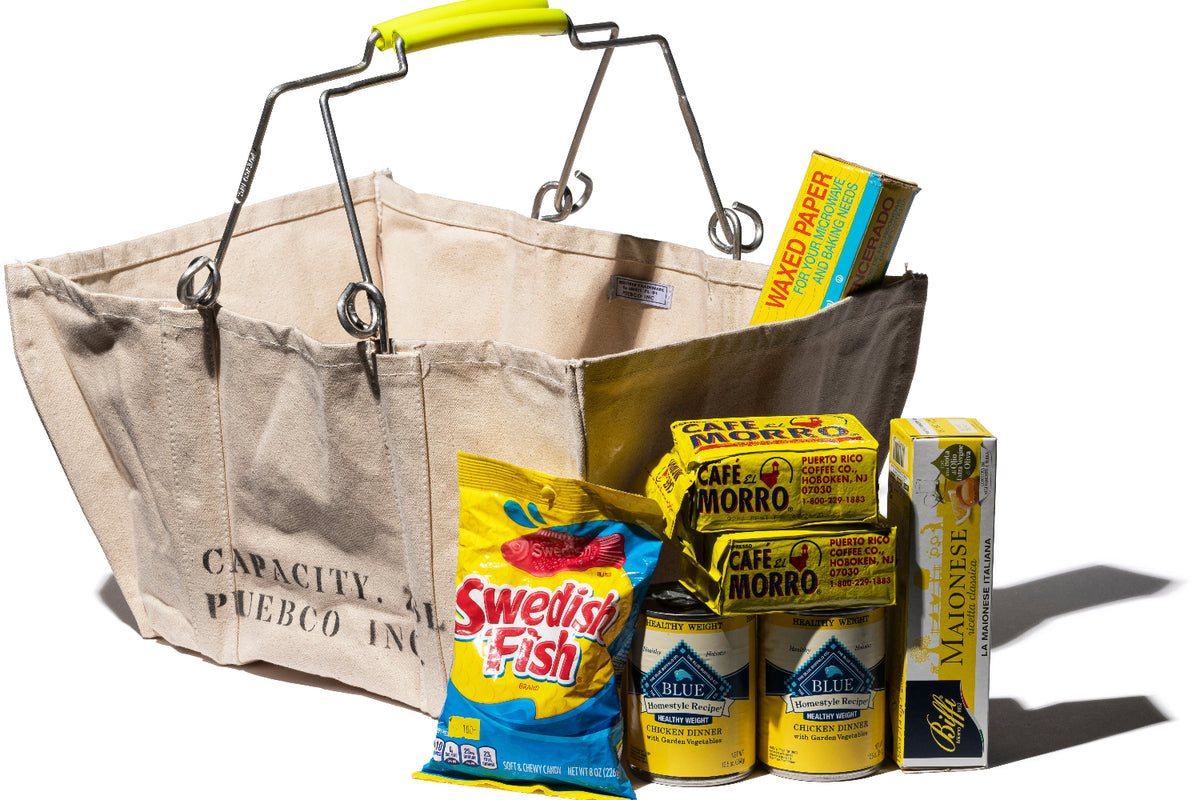 ZZ-110141 Canvas Market Basket Yellow Handles