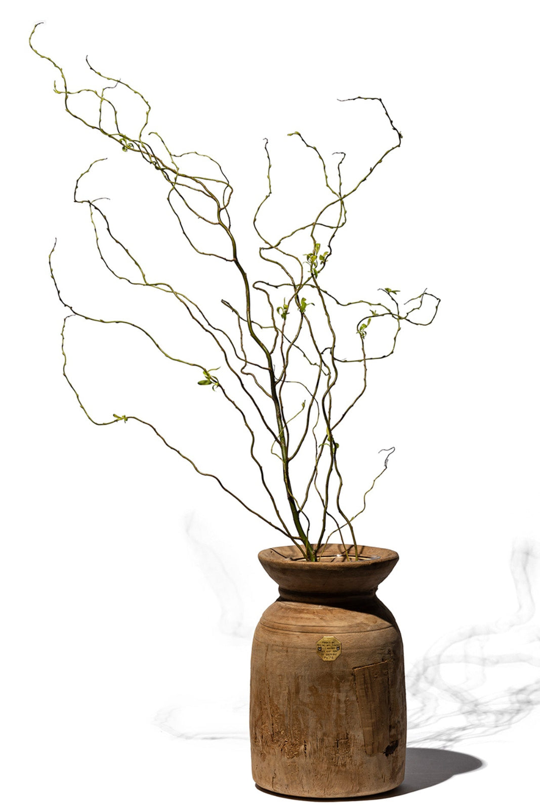 ZZ-110783 Vintage Wood Vase with Glass Cylinder