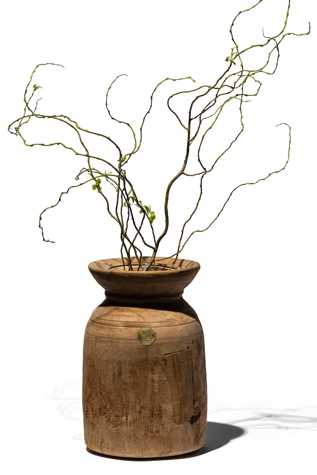 ZZ-110783 Vintage Wood Vase with Glass Cylinder