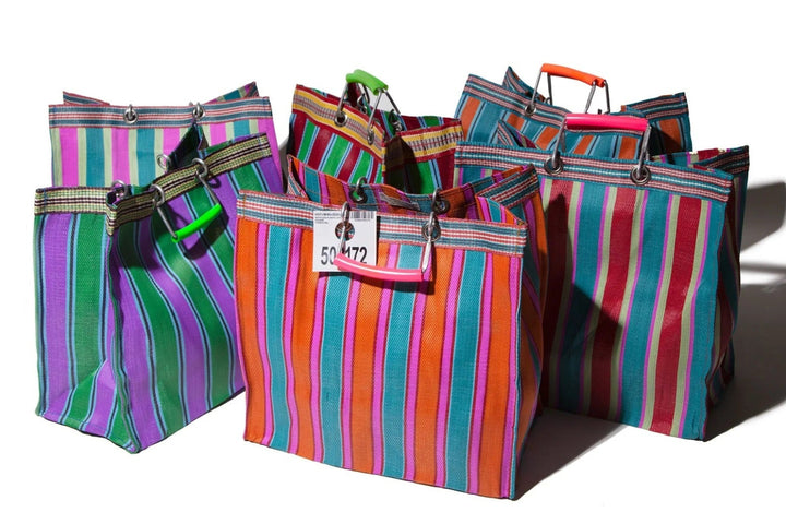 ZZ-503271 Recycled Plastic Stripe Bag-Square/A Red X Blue