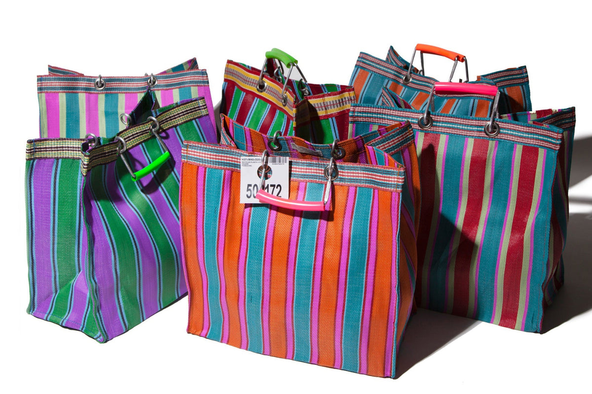 ZZ-503325 Recycled Plastic Stripe Bag-Square/F Orange - Pink