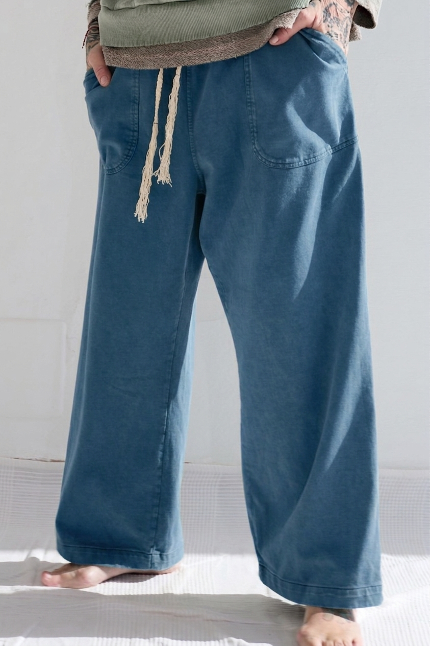 P86 Athletic 100% Cotton Heavy Jersey Sunfaded Dye Bleu de Travail