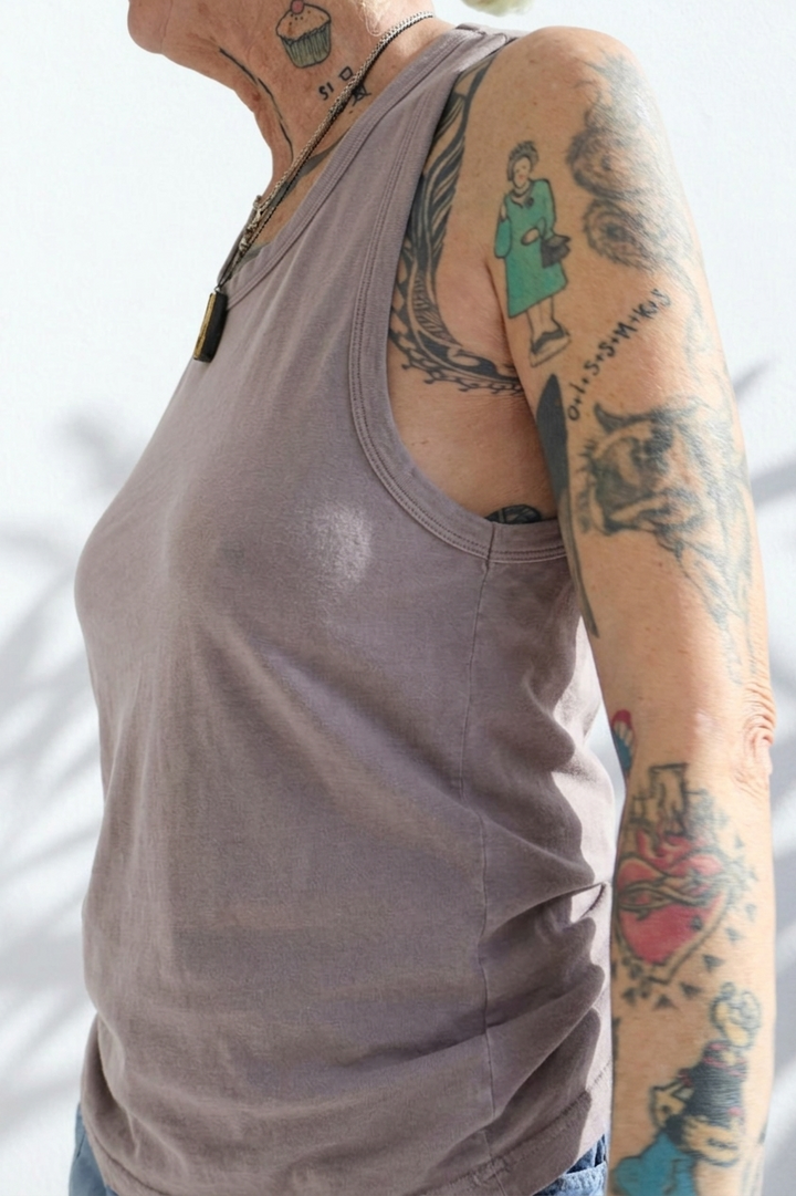 Marcel Recycled Jersey 100% Cotton Sun Faded Dye Dusty Orchid
