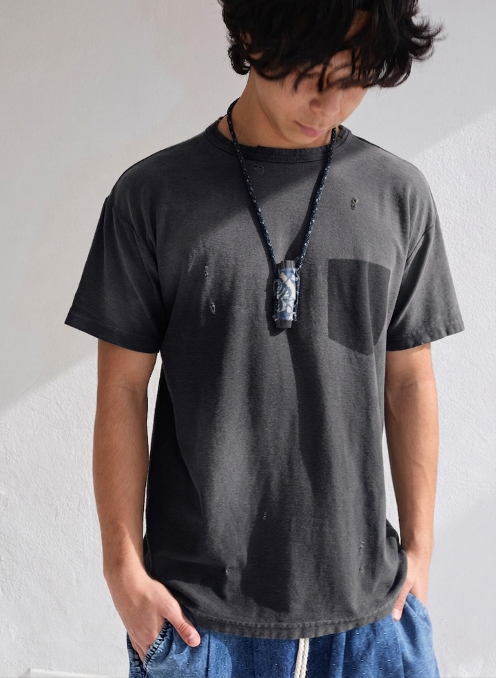 Model T. Unpocket Jersey 100% Cotton Sun Faded Dye Smoke Black